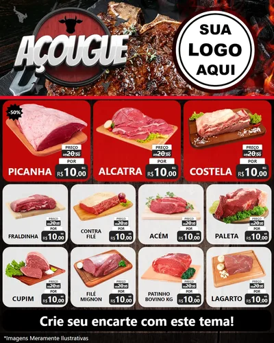 Modelo de Rede Social para Feed Instagram com o tema Açougue para Açougue