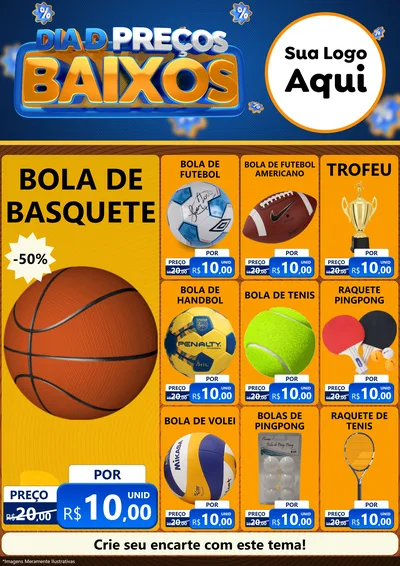 Modelo de Encarte para Encarte A4 Vertical com o tema Dia D Preço Baixo para Artigos Esportivos