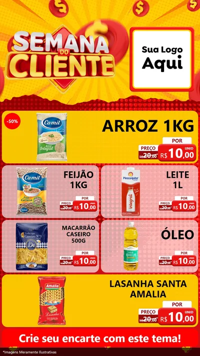 Modelo de TV para TV Vertical com o tema Semana do Cliente para Supermercado