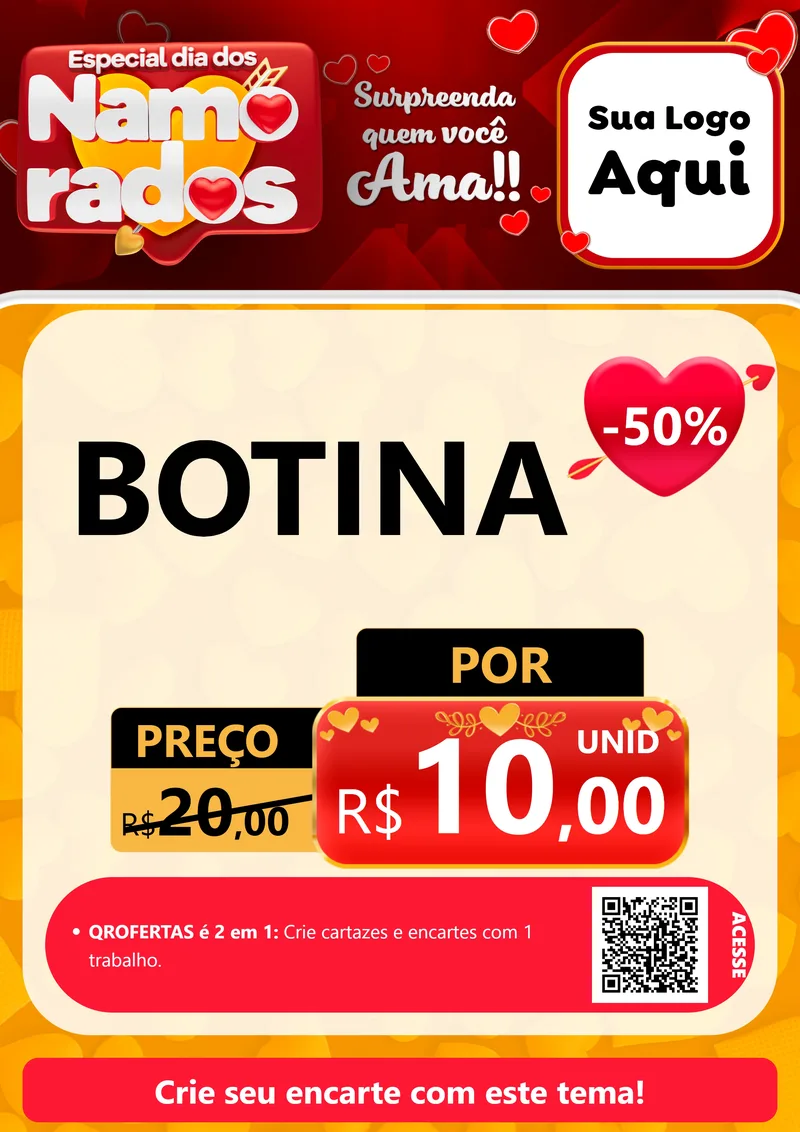 Modelo de Cartaz para Cartaz A4 Vertical com o tema Especial Dia dos Namorados para Agropecuária