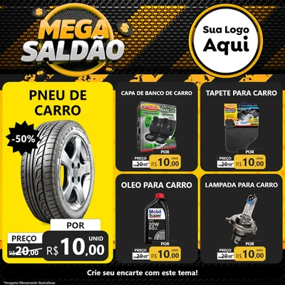 Modelo de Rede Social para Feed Facebook com o tema Mega Saldão para Auto peças