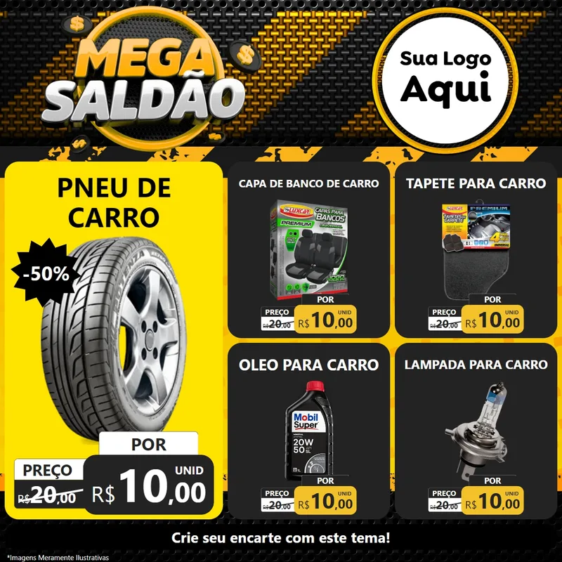 Modelo de Rede Social para Feed Facebook com o tema Mega Saldão para Auto peças