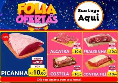 Modelo de Encarte para Encarte A4 Horizontal com o tema Folia de Ofertas para Açougue