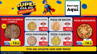 Modelo de TV para TV Horizontal com o tema Super Dia do Consumidor para Pizzaria