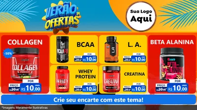 Modelo de TV para TV Horizontal com o tema Verão de Ofertas para Suplementos alimentares
