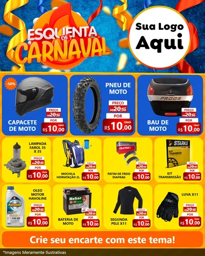 Modelo de Rede Social para Feed Instagram com o tema Esquenta de Carnaval para Moto peças