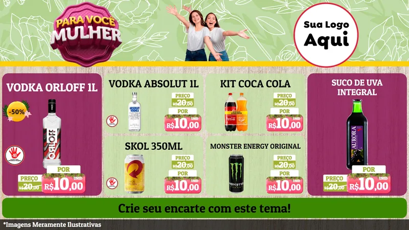 Modelo de TV para TV Horizontal com o tema Para Você Mulher para Distribuidora de bebidas