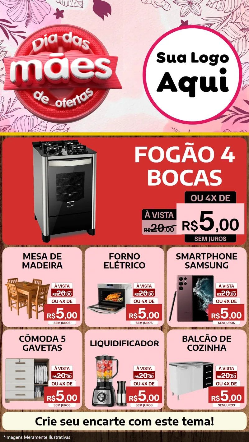 Modelo de Rede Social para Stories com o tema Dia Das Mães De Ofertas para Móveis e Eletro
