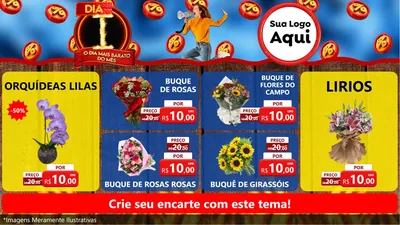Modelo de TV para TV Horizontal com o tema Dia I - O Dia Mais Barato Do Mês para Floricultura e jardim