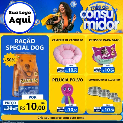Modelo de Rede Social para Feed Facebook com o tema Mês do Consumidor para Pet Shop