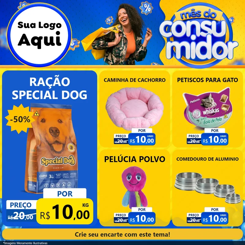 Modelo de Rede Social para Feed Facebook com o tema Mês do Consumidor para Pet Shop