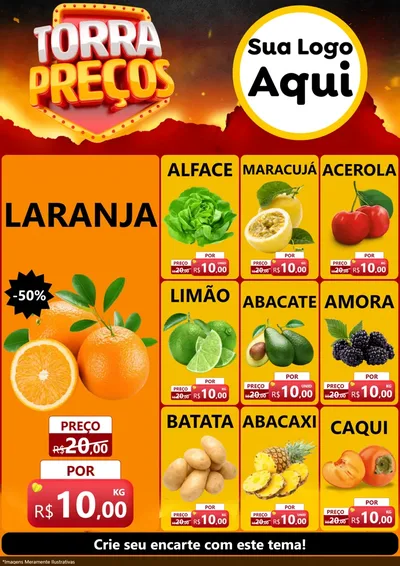 Modelo de Encarte para Encarte A4 Vertical com o tema Torra Preços para Hortifrúti
