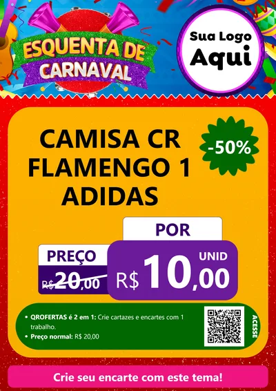 Modelo de Cartaz para Cartaz A4 Vertical com o tema Esquenta de Carnaval para Roupas e acessórios