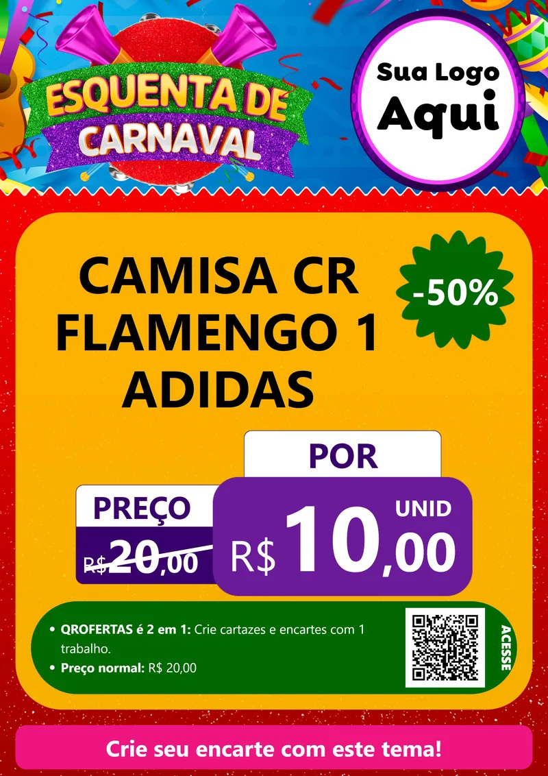 Modelo de Cartaz para Cartaz A4 Vertical com o tema Esquenta de Carnaval para Roupas e acessórios