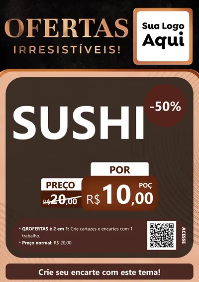 Modelo de Cartaz para Cartaz A4 Vertical com o tema Ofertas Irresistíveis! para Comida japonesa