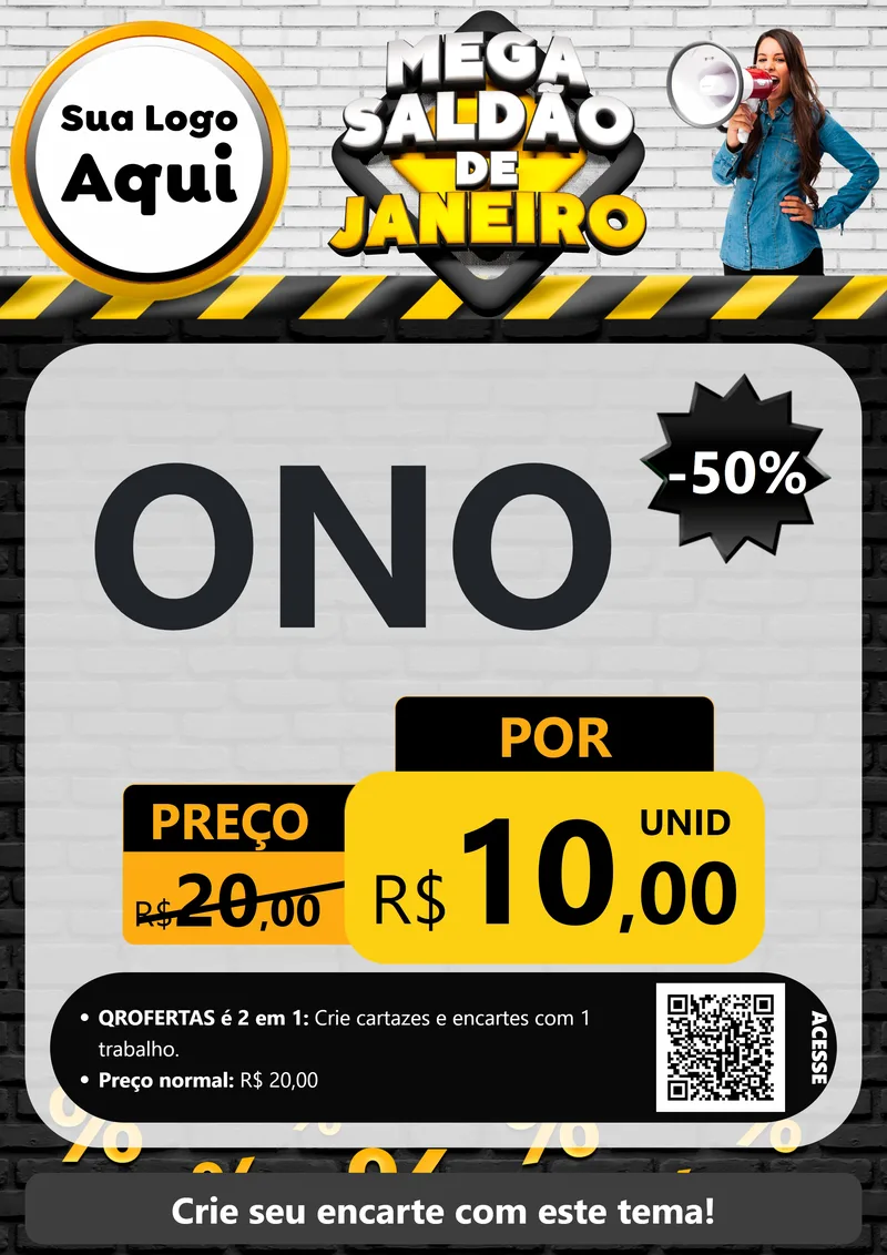 Modelo de Cartaz para Cartaz A4 Vertical com o tema Mega Saldão de Janeiro para Óticas