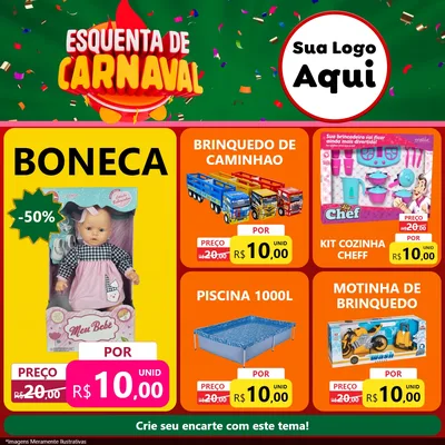 Modelo de Rede Social para Feed Facebook com o tema Esquenta de Carnaval para Brinquedos