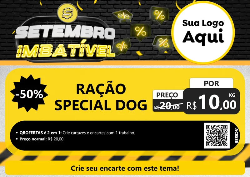 Modelo de Cartaz para Cartaz A4 Horizontal com o tema Setembro Imbatível para Pet Shop