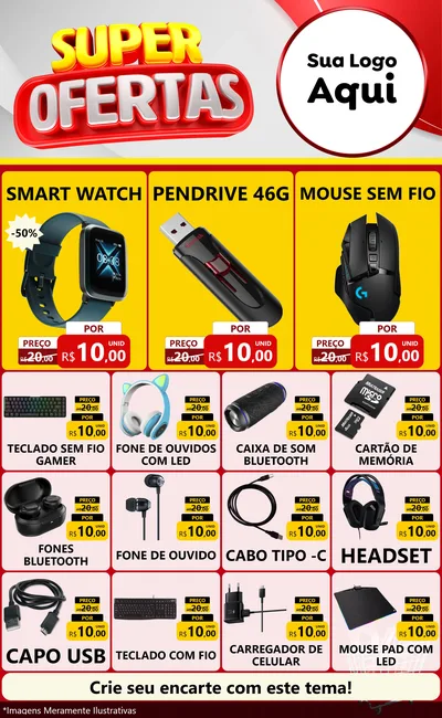 Modelo de Encarte para Encarte Grande com o tema Super Ofertas para Informática