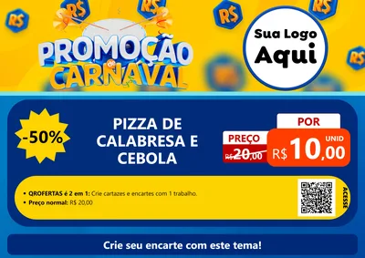 Modelo de Cartaz para Cartaz A4 Horizontal com o tema Promoção de Carnaval para Pizzaria