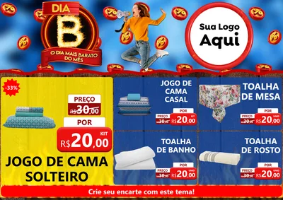 Modelo de Encarte para Encarte A4 Horizontal com o tema Dia B - O Dia Mais Barato Do Mês para Cama, Mesa e Banho