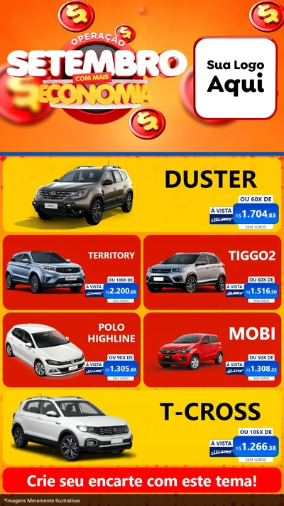 Modelo de TV para TV Vertical com o tema Operação Setembro Com Muita Economia para Concessionaria de Carros
