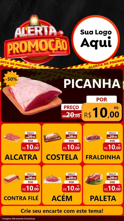 Modelo de Rede Social para Stories com o tema Alerta de Promoção para Açougue