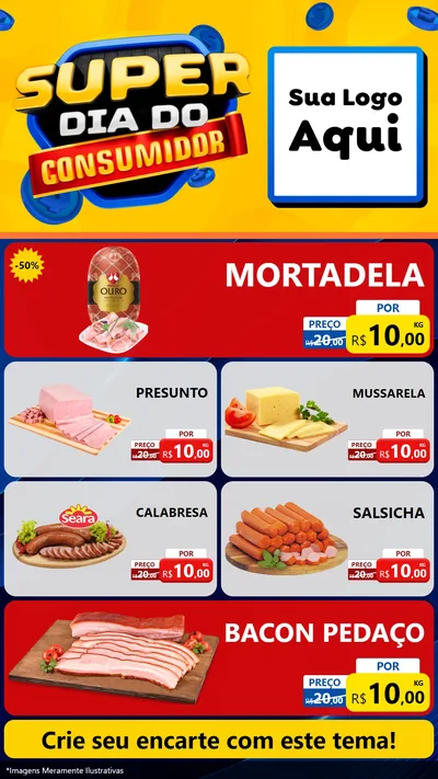 Modelo de TV para TV Vertical com o tema Super Dia do Consumidor para Frios e Laticínios