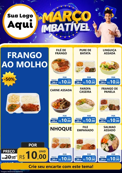 Modelo de Encarte para Encarte A4 Vertical com o tema Março Imbatível para Restaurante