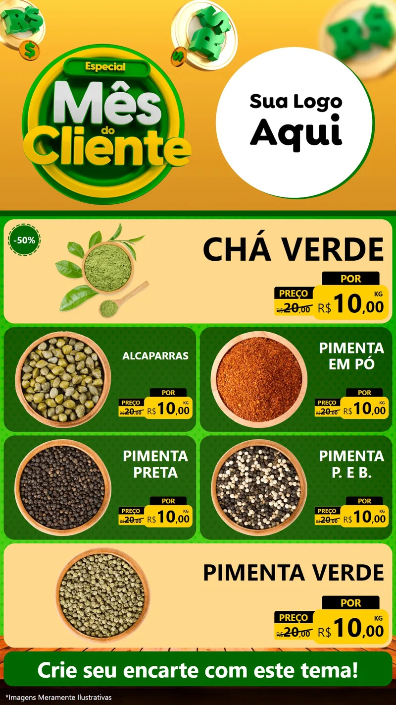Modelo de TV para TV Vertical com o tema Especial Mês do Cliente para Produtos Naturais