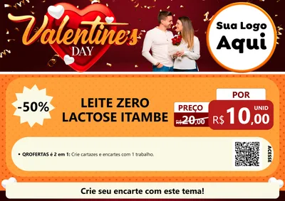 Modelo de Cartaz para Cartaz A4 Horizontal com o tema Valentine's Day para Frios e Laticínios