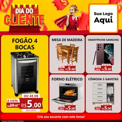 Modelo de Rede Social para Feed Facebook com o tema Dia do Cliente para Móveis e Eletro