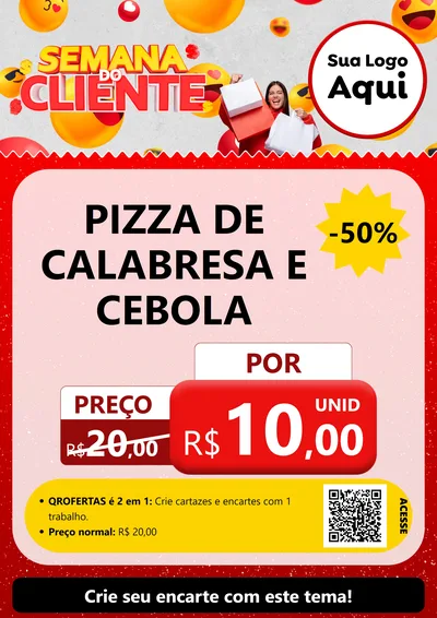 Modelo de Cartaz para Cartaz A4 Vertical com o tema Semana do Cliente para Pizzaria