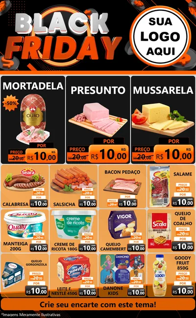 Modelo de Encarte para Encarte Grande com o tema Black Friday para Frios e Laticínios