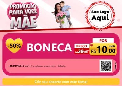Modelo de Cartaz para Cartaz A4 Horizontal com o tema Promoção Para Você Mãe para Brinquedos