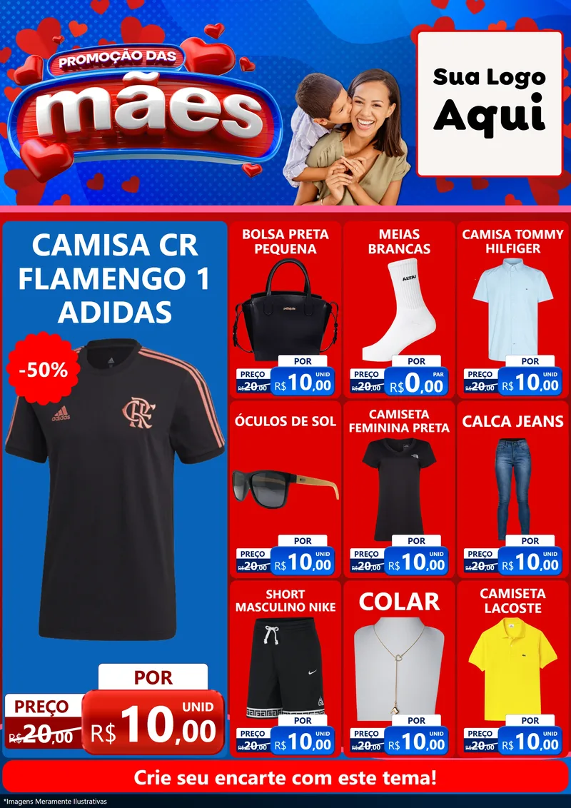 Modelo de Encarte para Encarte A4 Vertical com o tema Promoção das Mães para Roupas e acessórios