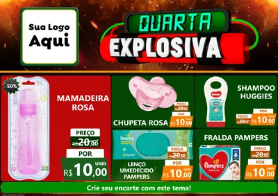 Modelo de Encarte para Encarte A4 Horizontal com o tema Quarta Explosiva para Bebês