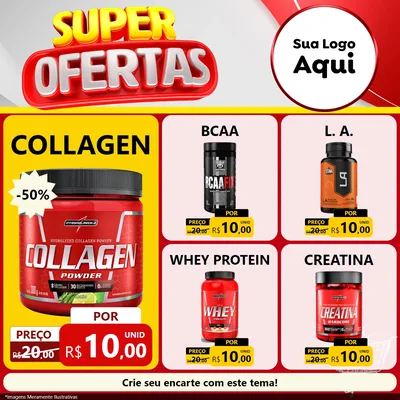 Modelo de Rede Social para Feed Facebook com o tema Super Ofertas para Suplementos alimentares