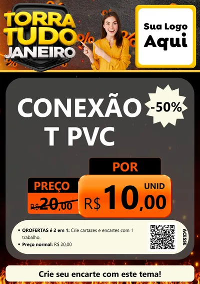 Modelo de Cartaz para Cartaz A4 Vertical com o tema Torra Tudo Janeiro para Tubos e conexões