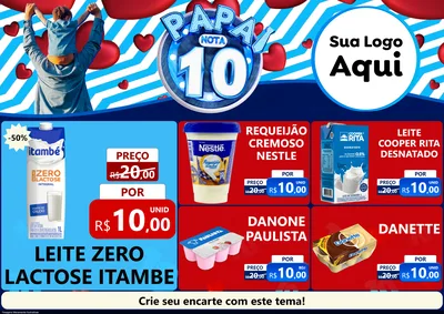 Modelo de Encarte para Encarte A4 Horizontal com o tema Papai Nota 10 para Frios e Laticínios