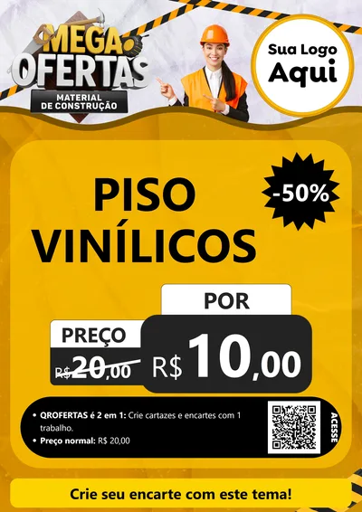 Modelo de Cartaz para Cartaz A4 Vertical com o tema Mega Ofertas - Material de Construção para Material para Construção