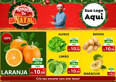 Modelo de Encarte para Encarte A4 Horizontal com o tema Promoção de Natal para Hortifrúti
