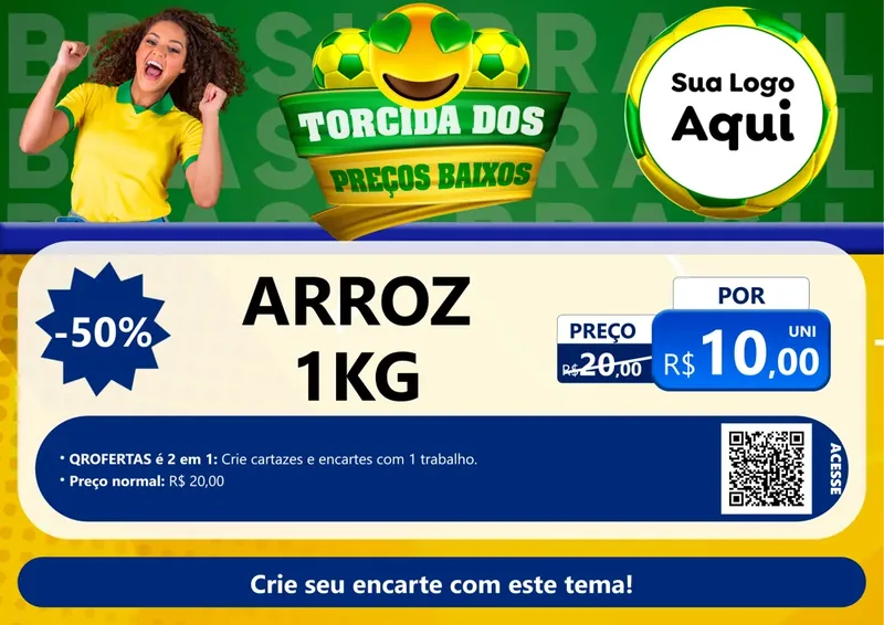 Modelo de Cartaz para Cartaz A4 Horizontal com o tema Torcida dos Preços Baixos - Copa para Supermercado