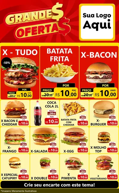Modelo de Encarte para Encarte Grande com o tema Grandes Ofertas para Hamburgueria