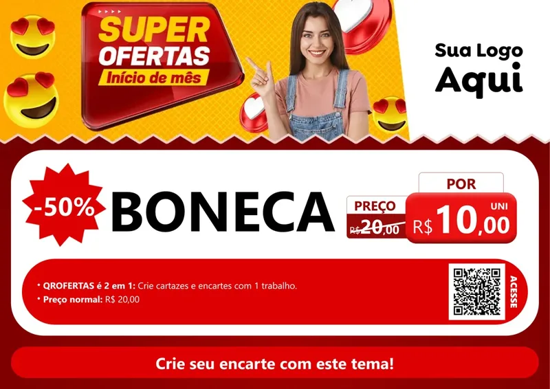 Modelo de Cartaz para Cartaz A4 Horizontal com o tema Super Ofertas Inicio De mês para Brinquedos