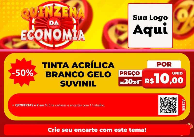 Modelo de Cartaz para Cartaz A4 Horizontal com o tema Quinzena Da Economia para Tintas e Ferramentas