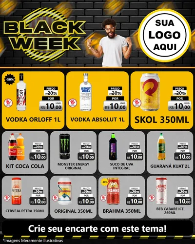 Modelo de Rede Social para Feed Instagram com o tema Black Week para Distribuidora de bebidas