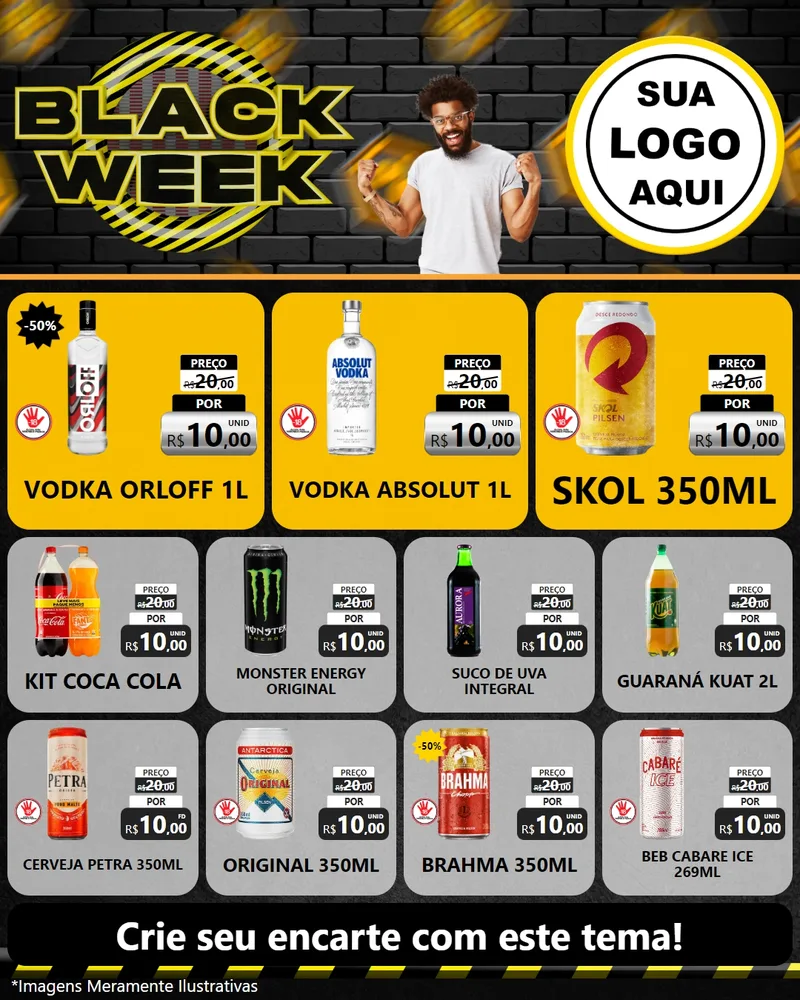 Modelo de Rede Social para Feed Instagram com o tema Black Week para Distribuidora de bebidas