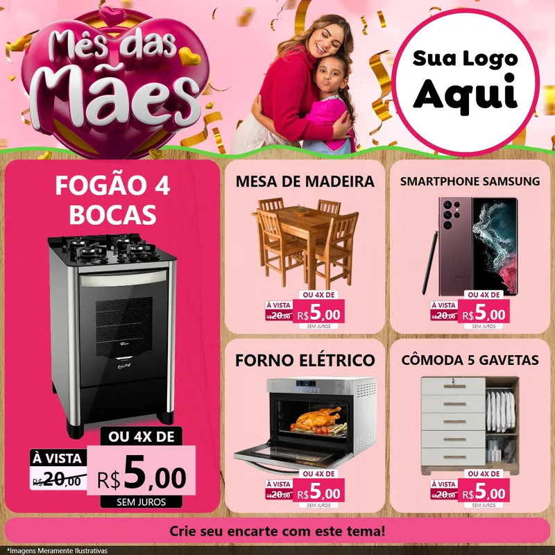Modelo de Rede Social para Feed Facebook com o tema Mês das Mães para Móveis e Eletro