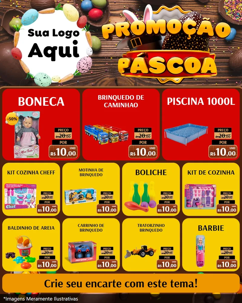 Modelo de Rede Social para Feed Instagram com o tema Promoção Páscoa para Brinquedos